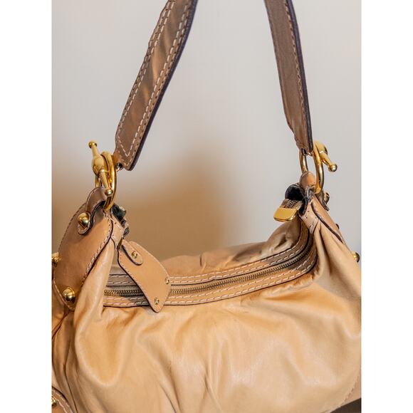 Vintage Gucci Tan Leather Hobo Shoulder Bag Gold Hardware Made in Italy - Picture 8 of 15